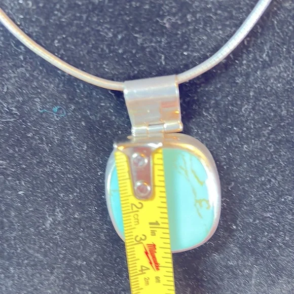 Large Turquoise & Sterling Silver Pendant - Picture 5 of 9
